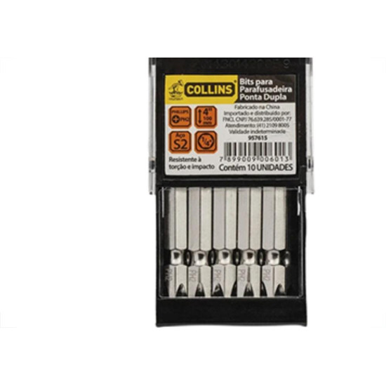 Jogo Ponteira Collins Phil 1/4X100Mm 10P Jogo Ponteira Collins Phil 1/4X100Mm 10P
