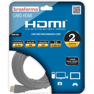 Cabo Hdmi Brasforma 02Mt 2.0 4K