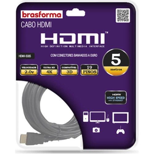 Cabo Hdmi Brasforma 05Mt 2.0 4K Cabo Hdmi Brasforma 05Mt 2.0 4K