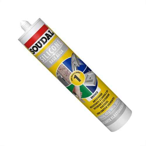 Cola Silicone 420G Soudal Base Agua Branco Cola Silicone 420G Soudal Base Agua Branco