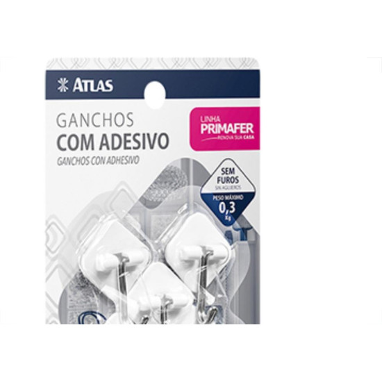 Gancho Adesivo Atlas 0,3Kg Cartela C/5 Gancho Adesivo Atlas 0,3Kg Cartela C/5