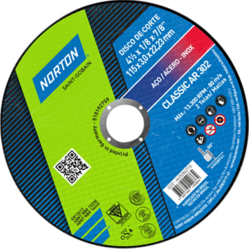 Disco Corte Norton Ferro 4.1/2X7/8 Disco Corte Norton Ferro 4.1/2X7/8
