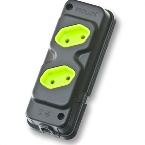 Kit C/2 - Tomada Barra Fiolux Dupla 2P 20A Preto