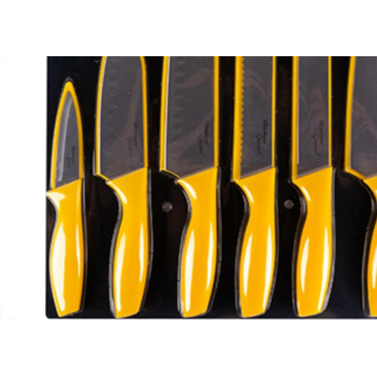 Faca Gourmet Titanium Kit 06Pc Amarelo 6890 Faca Gourmet Titanium Kit 06Pc Amarelo 6890
