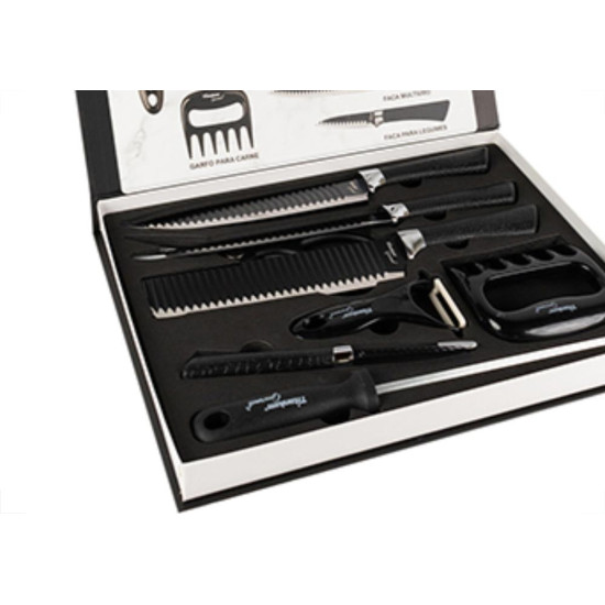 Faca Gourmet Titanium Kit 08Pc Preto 6887 Faca Gourmet Titanium Kit 08Pc Preto 6887