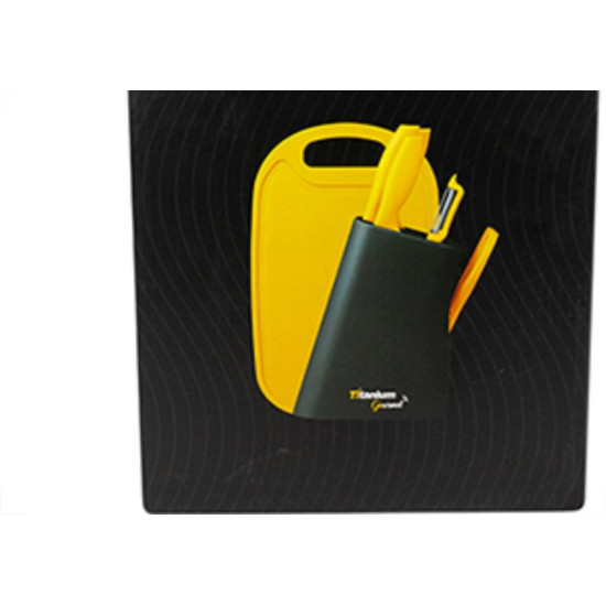 Kit C/Tabua/Porta Faca 7Pc Titanium 6894