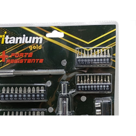 Jogo Soquete Titanium 1/4 72Pcs 5517 Jogo Soquete Titanium 1/4 72Pcs 5517