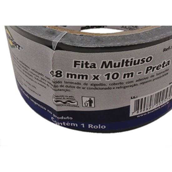 Fita Silver Tape Brasfort Preta 48Mmx10M Fita Silver Tape Brasfort Preta 48Mmx10M