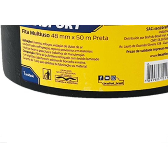 Fita Silver Tape Brasfort Preta 48Mmx50M Fita Silver Tape Brasfort Preta 48Mmx50M