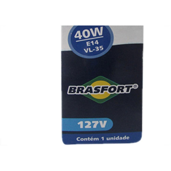 Lampada Vela Lisa Clara E14 40X127 Brasfort - Kit C/10 Unidades Lampada Vela Lisa Clara E14 40X127 Brasfort - Kit C/10 Unidades