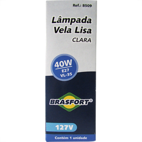 Lampada Vela Lisa Clara E27 40X127 Brasfort - Kit C/10 Unidades Lampada Vela Lisa Clara E27 40X127 Brasfort - Kit C/10 Unidades
