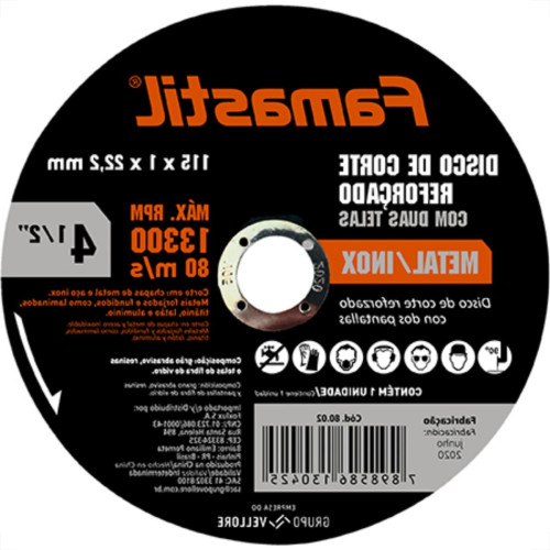 Disco Sped/Inox Famastil 4.1/2X7/8X1,0 - Kit C/10 Unidades Disco Sped/Inox Famastil 4.1/2X7/8X1,0 - Kit C/10 Unidades