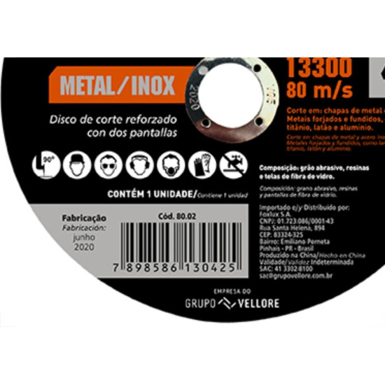 Disco Sped/Inox Famastil 4.1/2X7/8X1,0 - Kit C/10 Unidades Disco Sped/Inox Famastil 4.1/2X7/8X1,0 - Kit C/10 Unidades