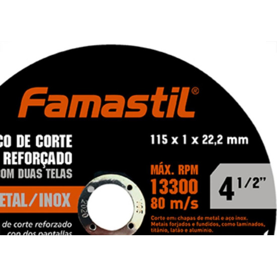 Disco Sped/Inox Famastil 4.1/2X7/8X1,0 - Kit C/10 Unidades Disco Sped/Inox Famastil 4.1/2X7/8X1,0 - Kit C/10 Unidades