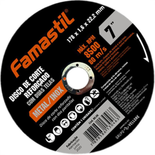 Disco Sped/Inox Famastil 7X7/8X1,6 - Kit C/10 Unidades Disco Sped/Inox Famastil 7X7/8X1,6 - Kit C/10 Unidades