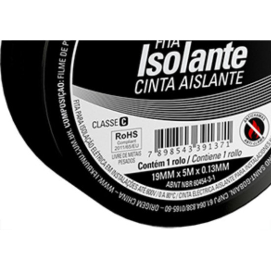 Fita Isolante Tekbond 05Mts - Kit C/10 Unidades