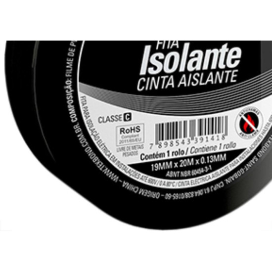 Fita Isolante Tekbond 20Mts - Kit C/10 Unidades Fita Isolante Tekbond 20Mts - Kit C/10 Unidades