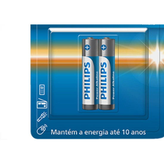 Pilha Alcalina Philips Palito Aaa2 C/2