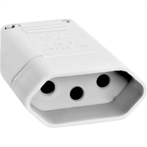 Pino Femea Perlex 2P+T 20A Branco 2046 - Kit C/10 Unidades