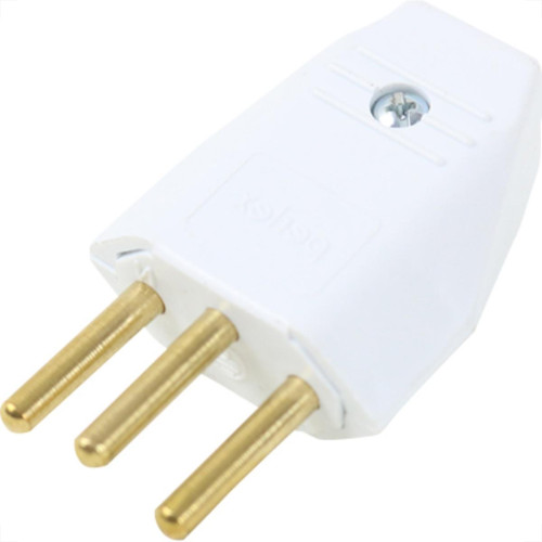 Pino Macho Perlex 2P+T 10A Branco 1043 - Kit C/10 Unidades
