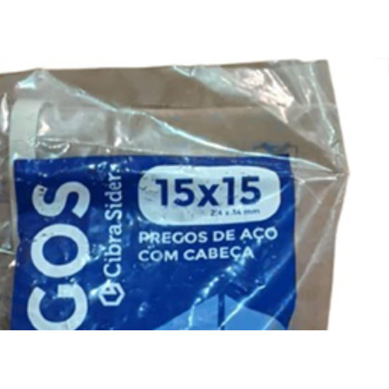 Prego Polido Cibra C/Cabeça  15X15 (2,40X34mm)