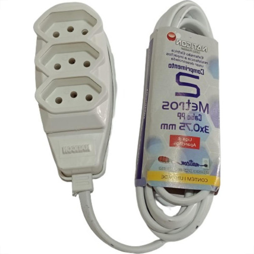 Extensao Naticon Pp 0,75 02Mt 2P+T10A Branco
