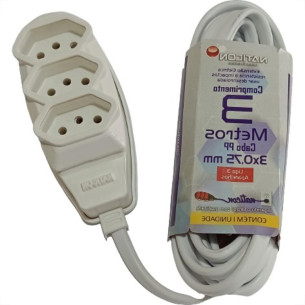 Extensao Naticon Pp 0,75 03Mt 2P+T10A Branco