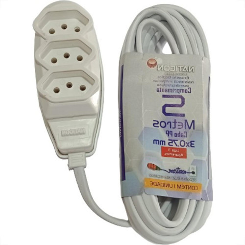 Extensao Naticon Pp 0,75 05Mt 2P+T10A Branco