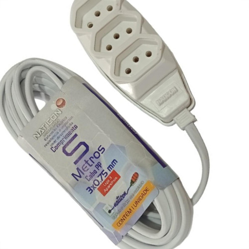 Extensao Naticon Pp 0,75 05Mt 2P+T10A Branco