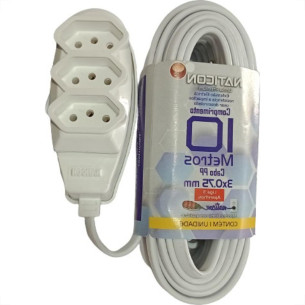 Extensao Naticon Pp 0,75 10Mt 2P+T10A Branco