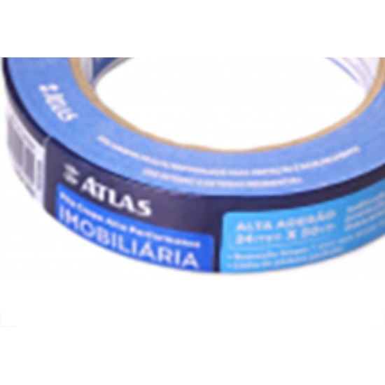 Fita Crepe Atlas Imobiliaria Azul 24Mmx50M