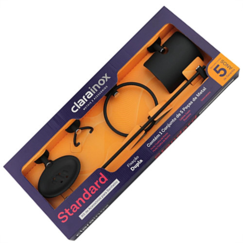 Acessorio P/Banheiro 5Pc Clarainox Preto