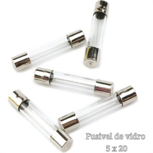 Fusivel Vidro 20Ag 10A Pequeno Jr Iluminacao - Kit C/50 Unidades