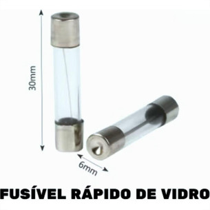 Fusivel Vidro 3Ag 10A Grande Jr Iluminacao - Kit C/50 Unidades