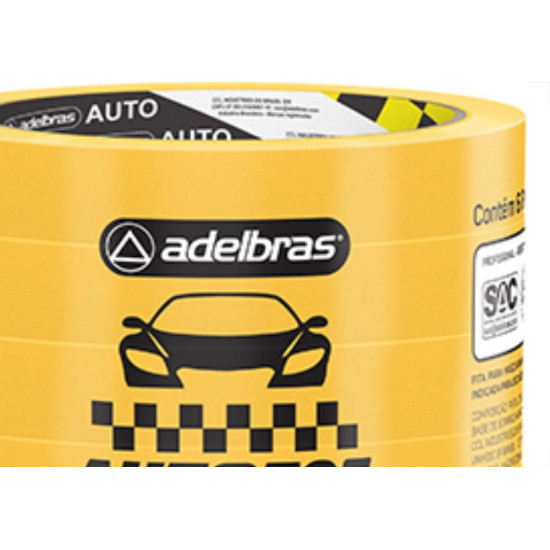 Fita Crepe Adelbras Auto Amarelo 18Mmx40M - Kit C/6 Unidades