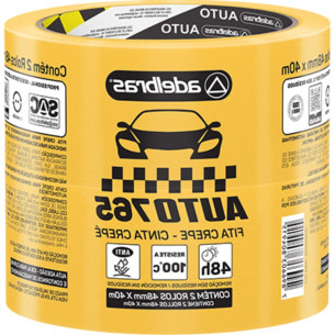 Fita Crepe Adelbras Auto Amarelo 48Mmx40M - Kit C/2 Unidades