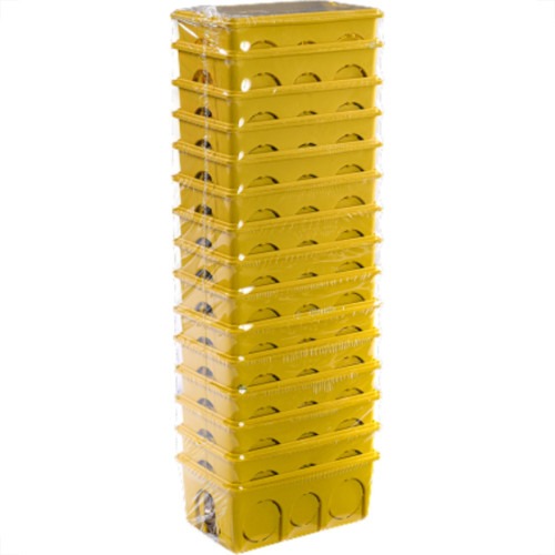 Caixinha Luz Amarela Pvc 4X2 Mondiale - Kit C/25 Unidades