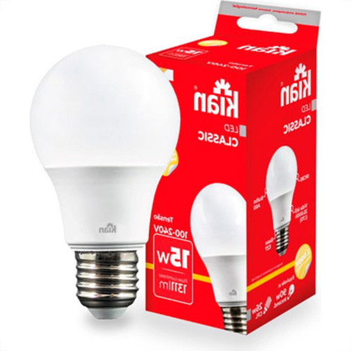 Lampada Led Bulbo 15W 3000K Bivolt Kian - Kit C/10 Unidades