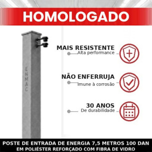 Poste Fibra De Vidro 7,5Mt Enel 100Dan