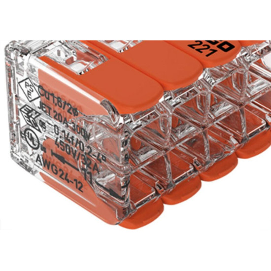Emenda Universal Wago 4,0Mm 221-420 - Kit C/15 Unidades