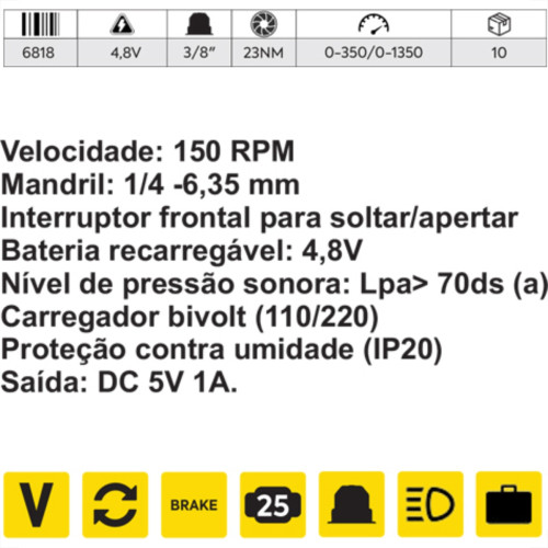 Parafusadeira Titanium 4.8V Bivolt C/Bits Parafusadeira Titanium 4.8V Bivolt C/Bits