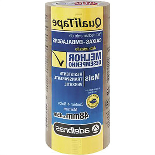 Fita Embal Adelbras Qualit 48X45 Marrom - Kit C/4 Unidades