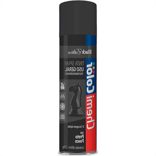 Spray Chemicolor Geral Preto Fosco 400Ml - Kit C/6 LT Spray Chemicolor Geral Preto Fosco 400Ml - Kit C/6 LT