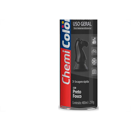 Spray Chemicolor Geral Preto Fosco 400Ml - Kit C/6 LT Spray Chemicolor Geral Preto Fosco 400Ml - Kit C/6 LT