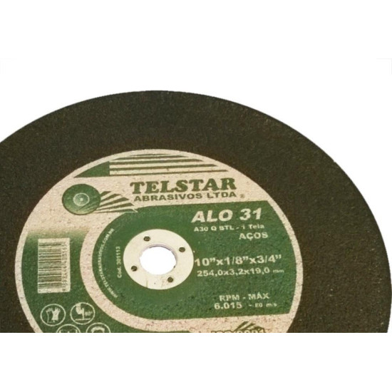 Disco De Corte Para Ferro Telstar 10 X 1/8 X 3/4 1 Tela 301113 - Kit C/5 
