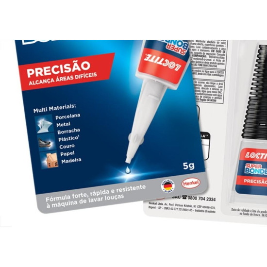 Cola Super Bonder 5G Cartela Azul - Kit C/24 Cola Super Bonder 5G Cartela Azul - Kit C/24