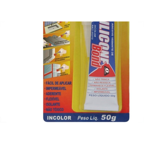 Cola Silicone Bond Garin 50 Gr Incolor Blister Ssai-050 - Kit C/12 