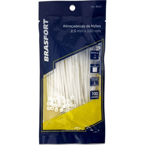 Abracadeira Nylon Brasfort Branca 2,5X100 100 Pecas 8625