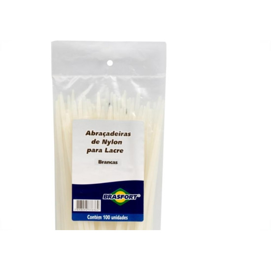 Abracadeira Nylon Brasfort Branca 2,5X100 100 Pecas 8625 Abracadeira Nylon Brasfort Branca 2,5X100 100 Pecas 8625