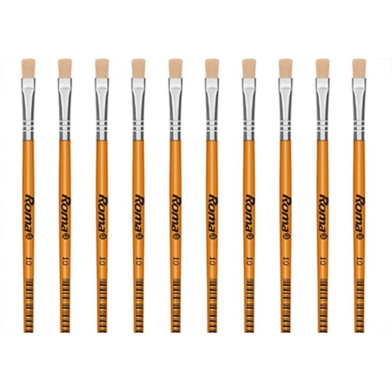 Pincel Para Artesanato Roma Ponta Chata 10 615 10 - Kit C/12 Pincel Para Artesanato Roma Ponta Chata 10 615 10 - Kit C/12
